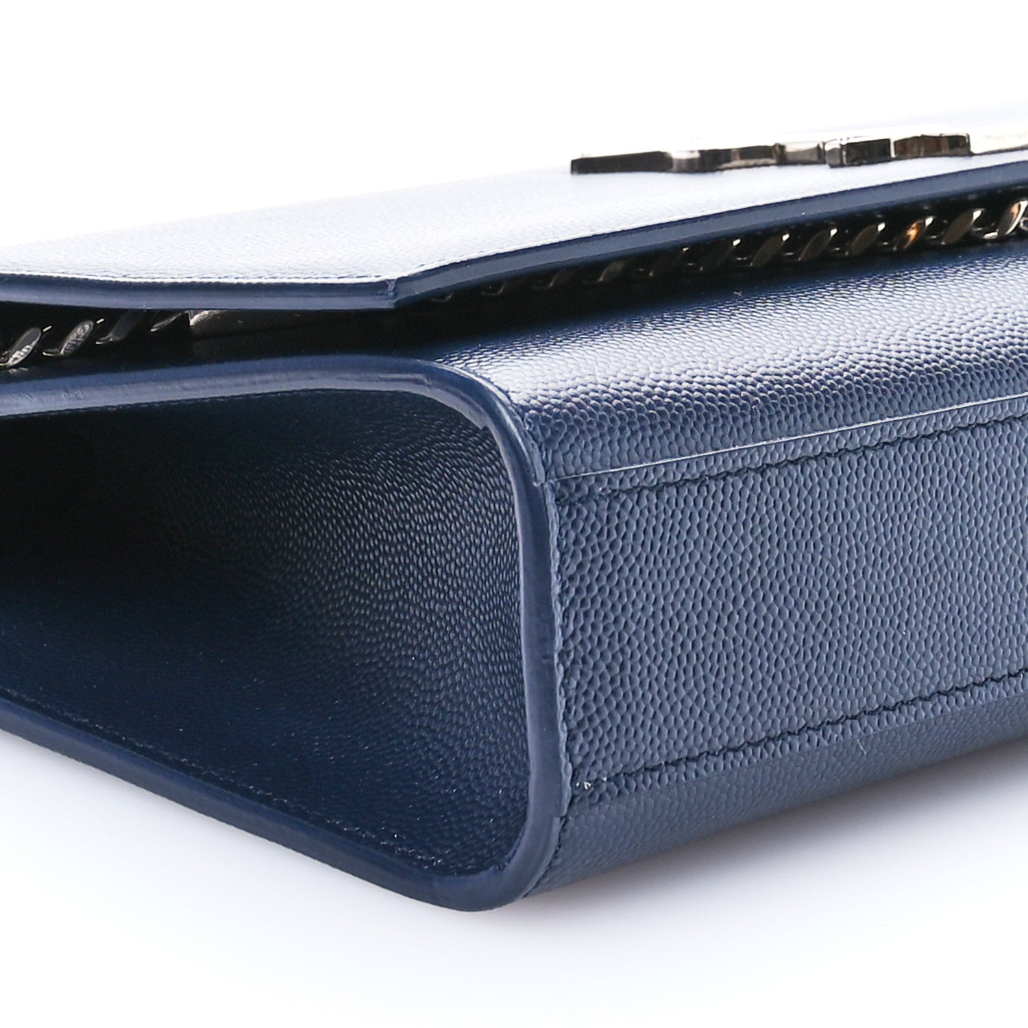 Saint Laurent Grain De Poudre Medium Classic Monogram Kate Satchel Deep Marine 9 of 10