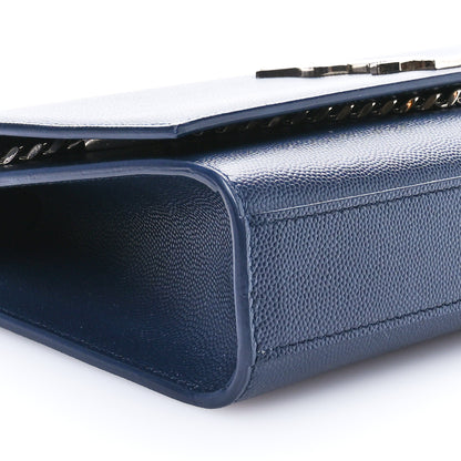 Saint Laurent Grain De Poudre Medium Classic Monogram Kate Satchel Deep Marine 9 of 10