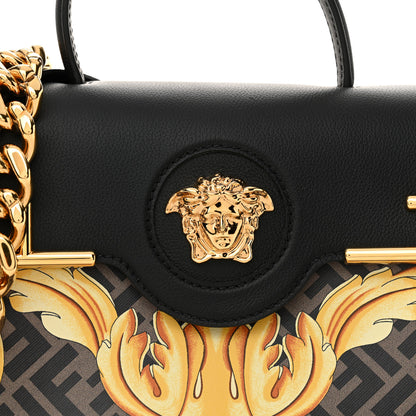 Versace X FENDI Grained Calfskin Fendace La Medusa Medium Top Handle Bag Black Multicolor 7 of 10