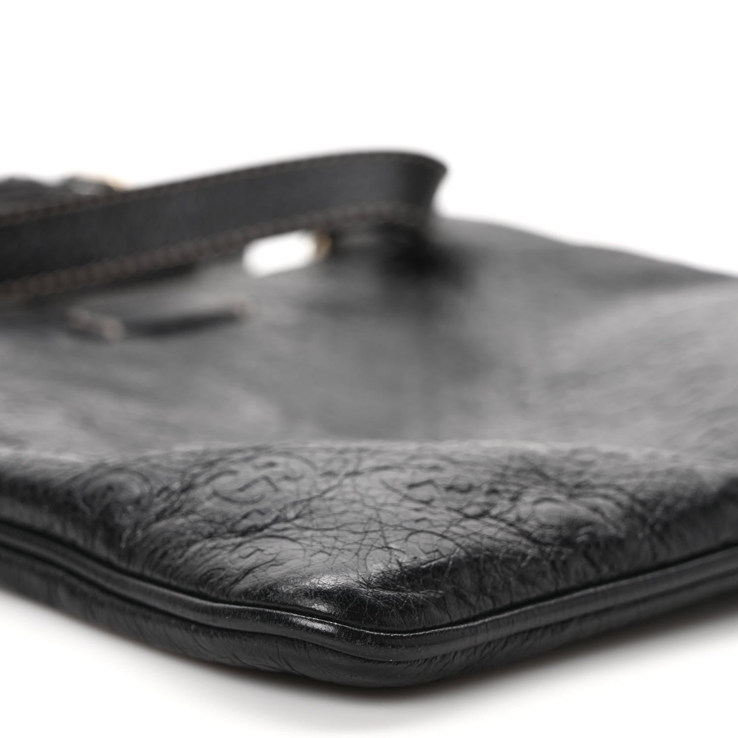 Gucci Guccissima Small Flat Messenger Bag Black 8 of 9