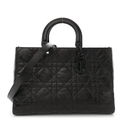 Christian Dior Crinkled Calfskin Large Lady D-Sire Tote Black 1 of 10