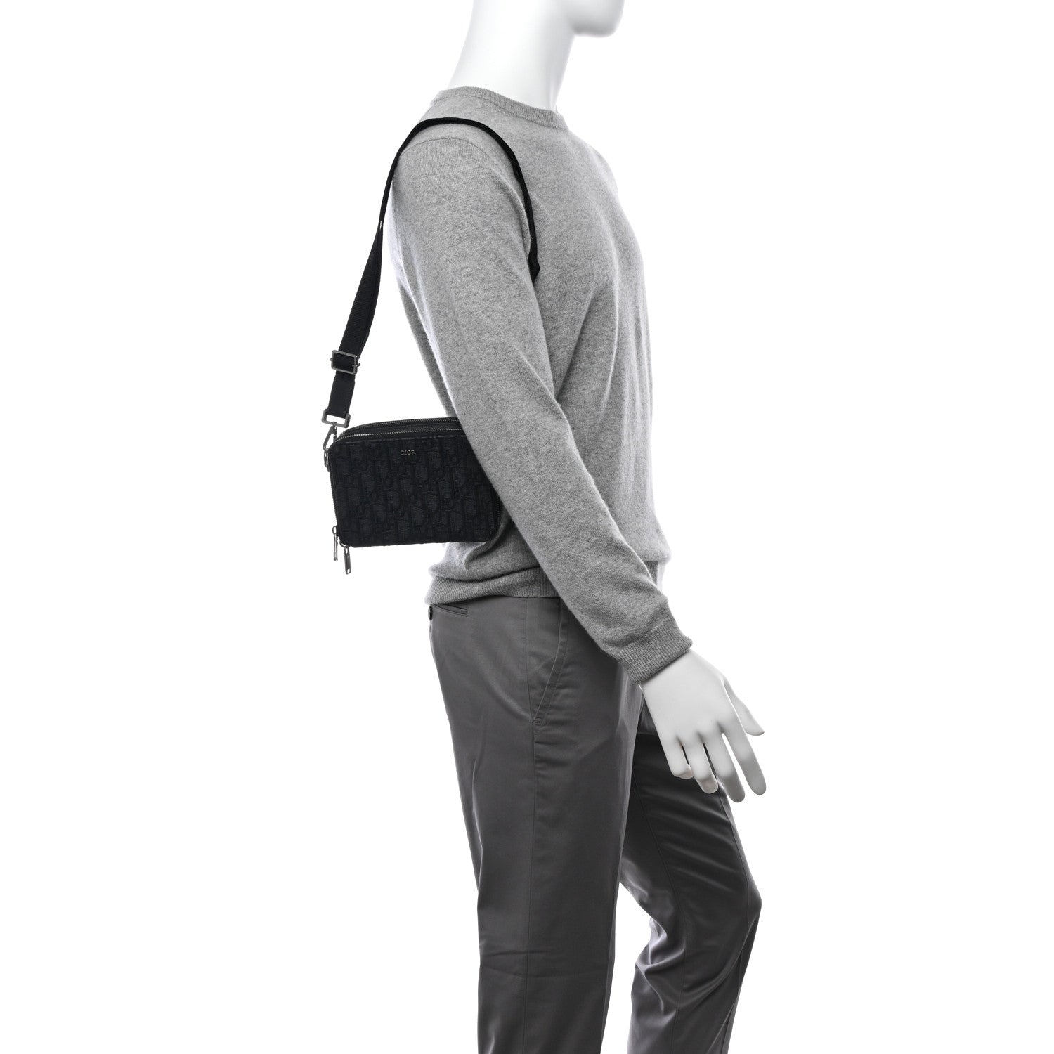 Christian Dior Oblique Zipped With Strap Pouch Black 2 of 13