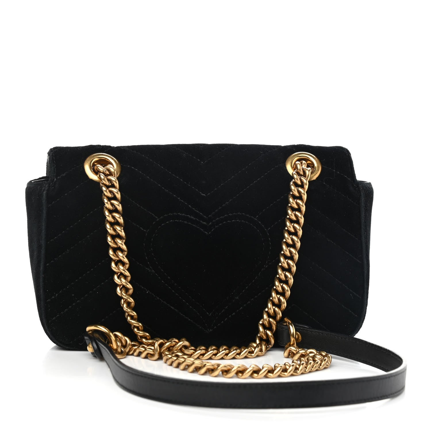Gucci Velvet Matelasse Mini GG Marmont Shoulder Bag Black 3 of 11