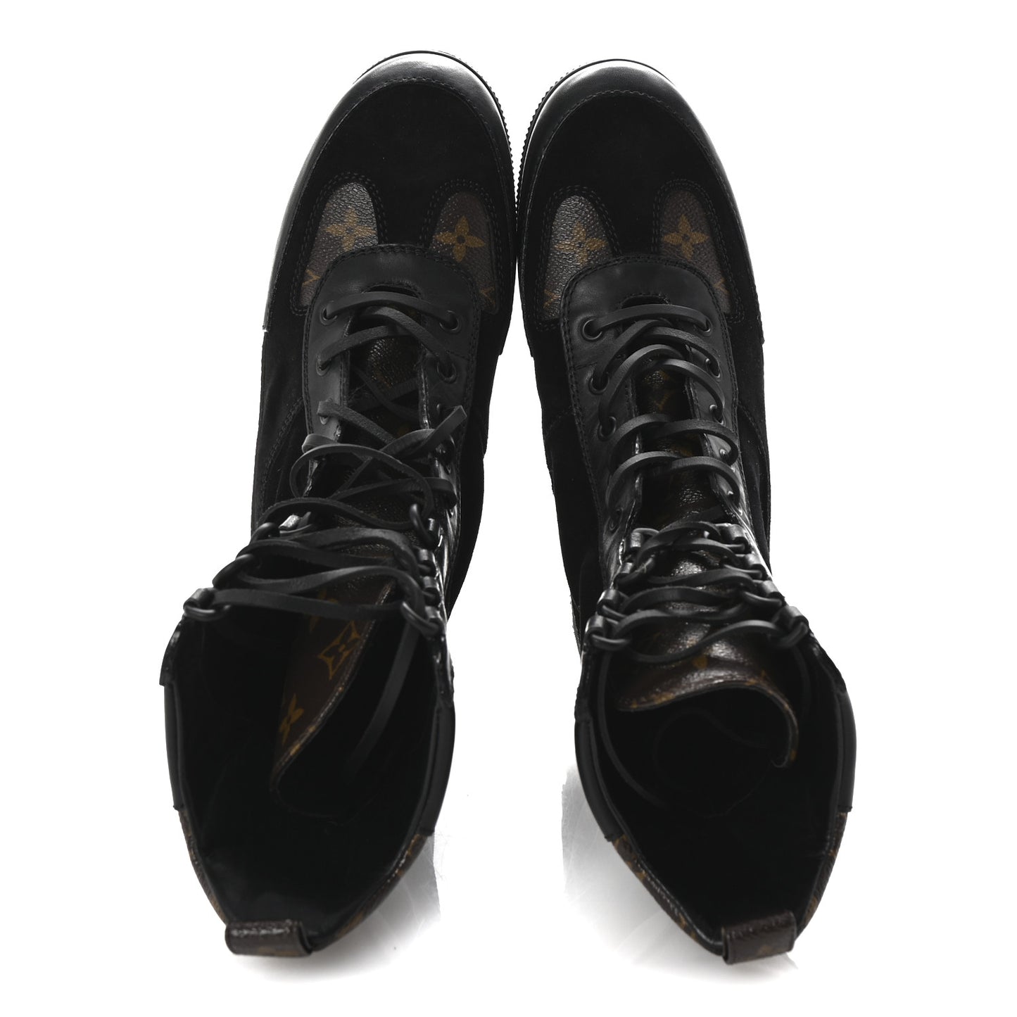 Suede Calfskin Monogram Laureate Platform Desert Boots 40 Black