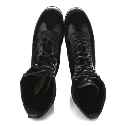 Louis Vuitton Suede Calfskin Monogram Laureate Platform Desert Boots 40 Black 2 of 9