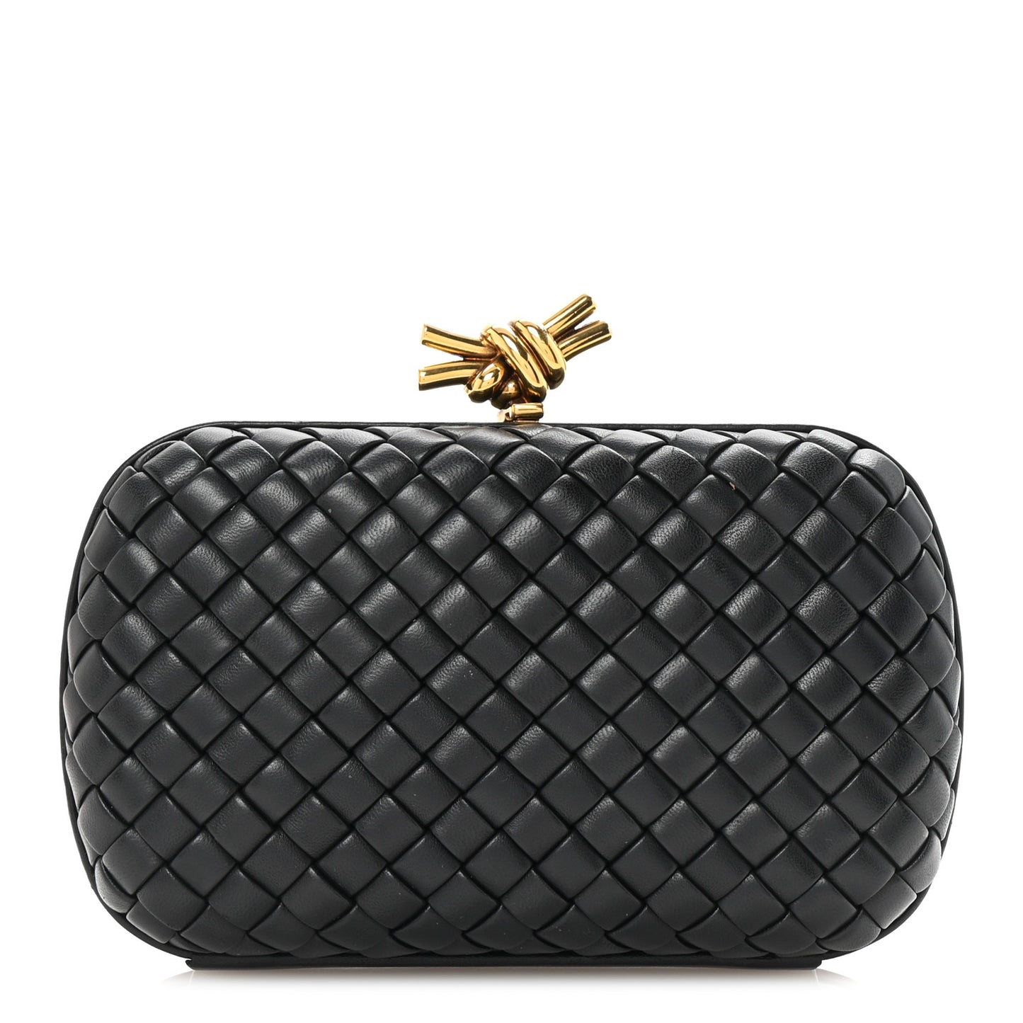 Nappa Intrecciato Knot Clutch Black