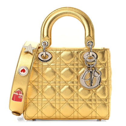 Christian Dior Metallic Grained Calfskin Cannage Small Lucky Badges My Lady Dior Gold 1 of 9