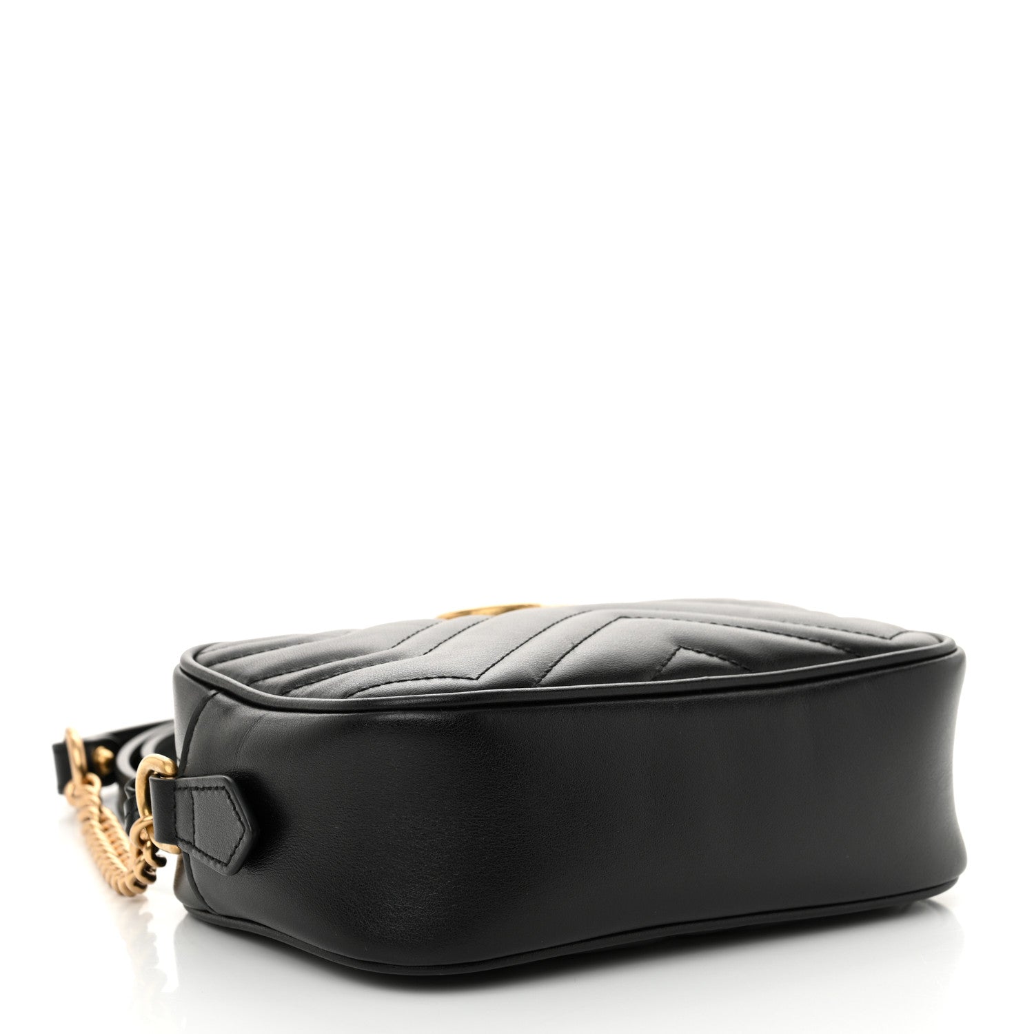 Gucci Calfskin Matelasse Mini GG Marmont Chain Shoulder Bag Black 4 of 10