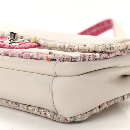 Chanel Lambskin Tweed Quilted Elegant Trim Flap White 10 of 10