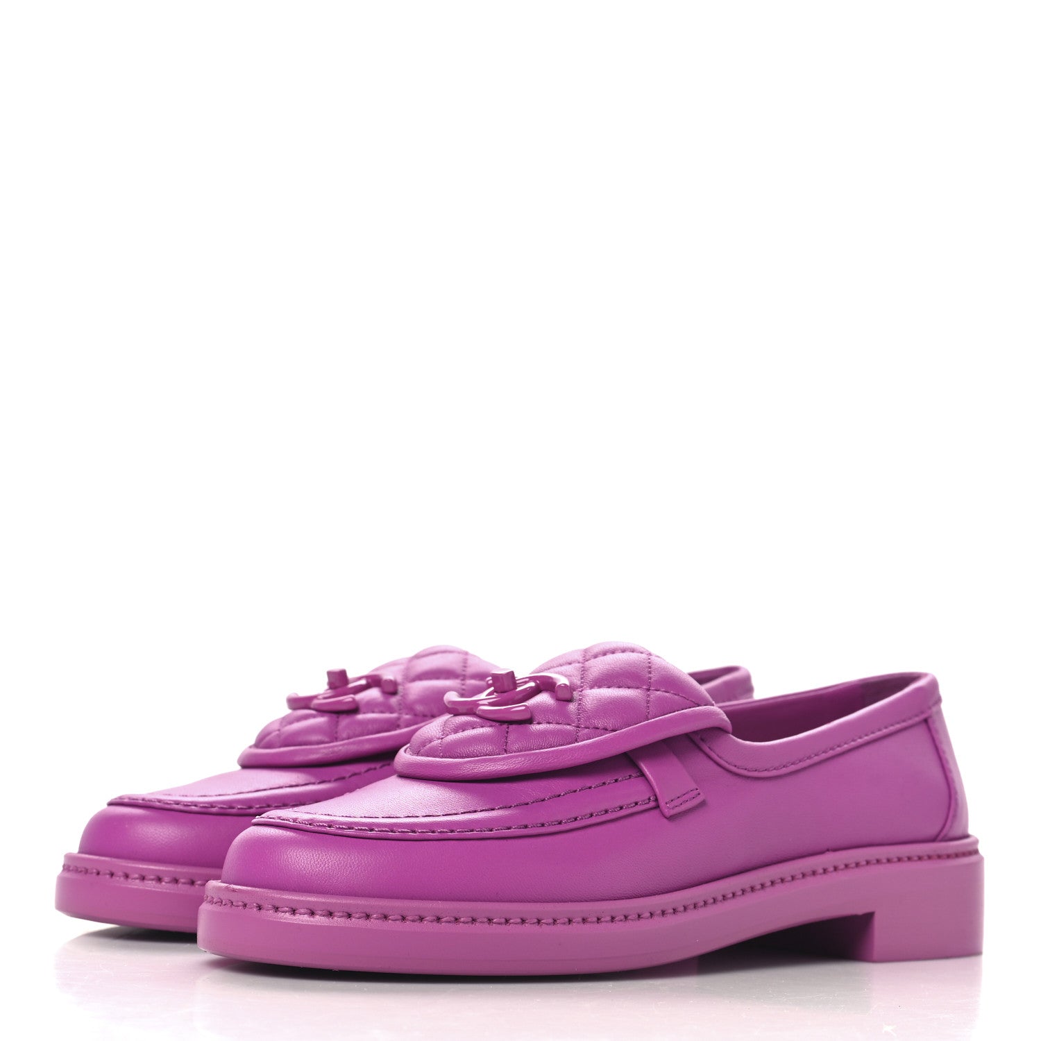 Chanel Lambskin Quilted CC Turnlock Loafers 35.5 Fuchsia 4 of 9