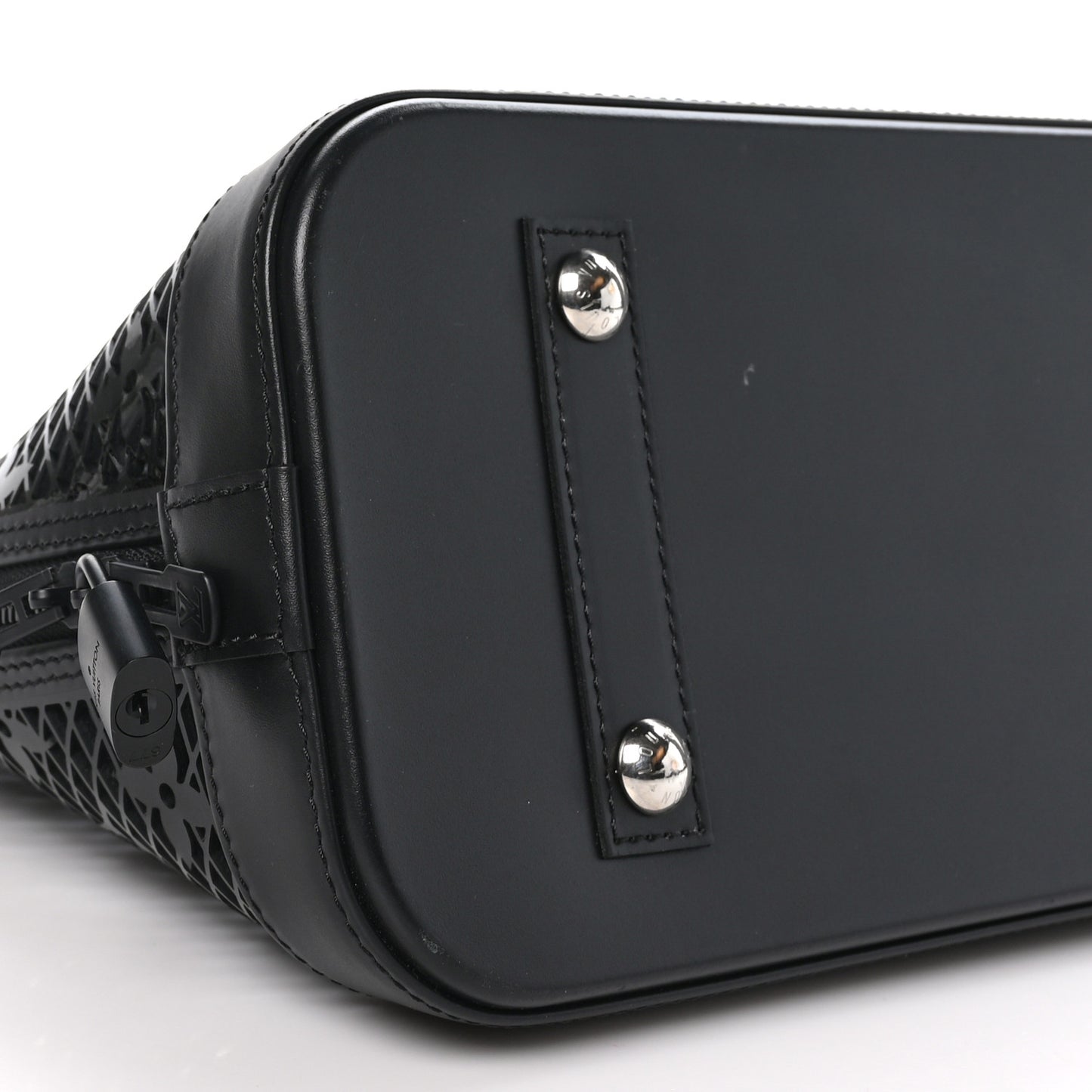 Patent Calfskin Laced Monogram Alma PM Black
