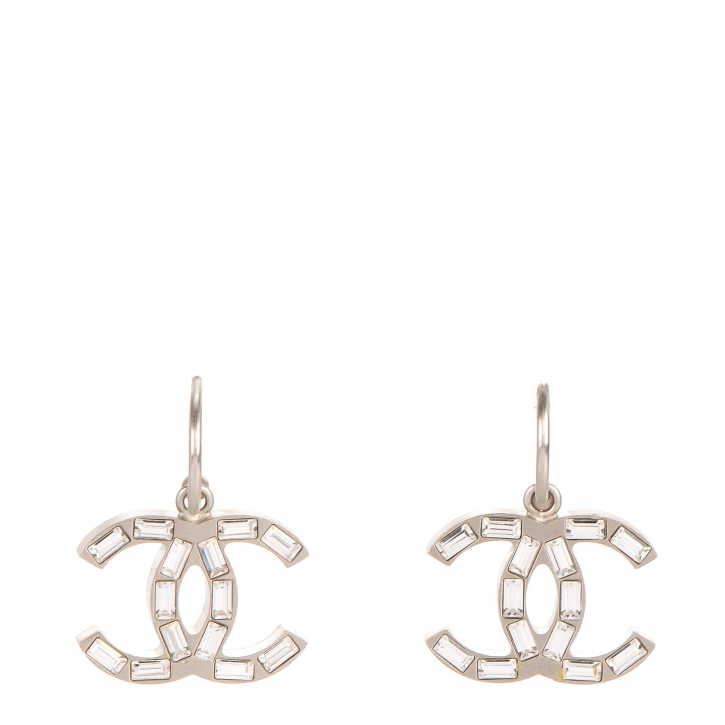 Baguette Crystal CC Dangle Earrings Gold