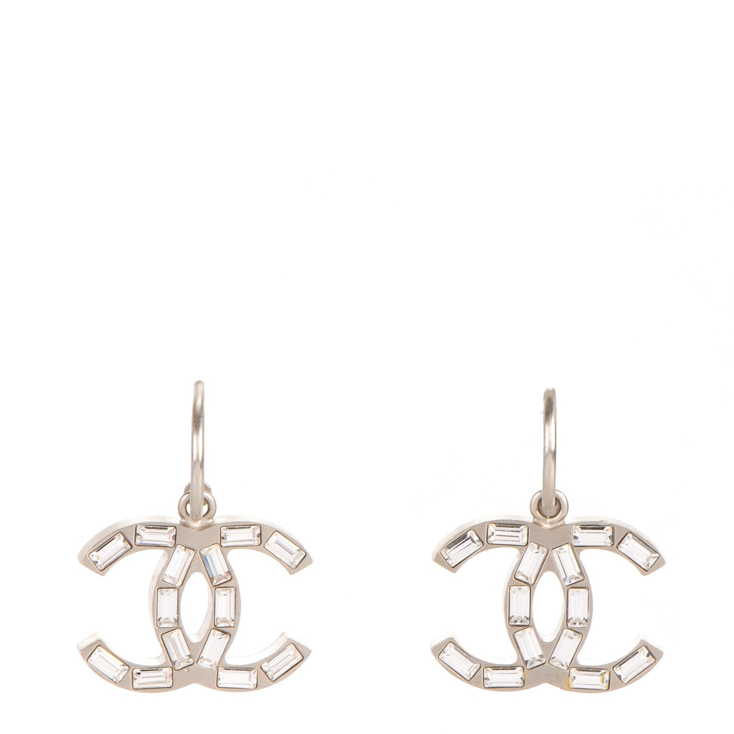 Chanel Baguette Crystal CC Dangle Earrings Gold 1 of 4