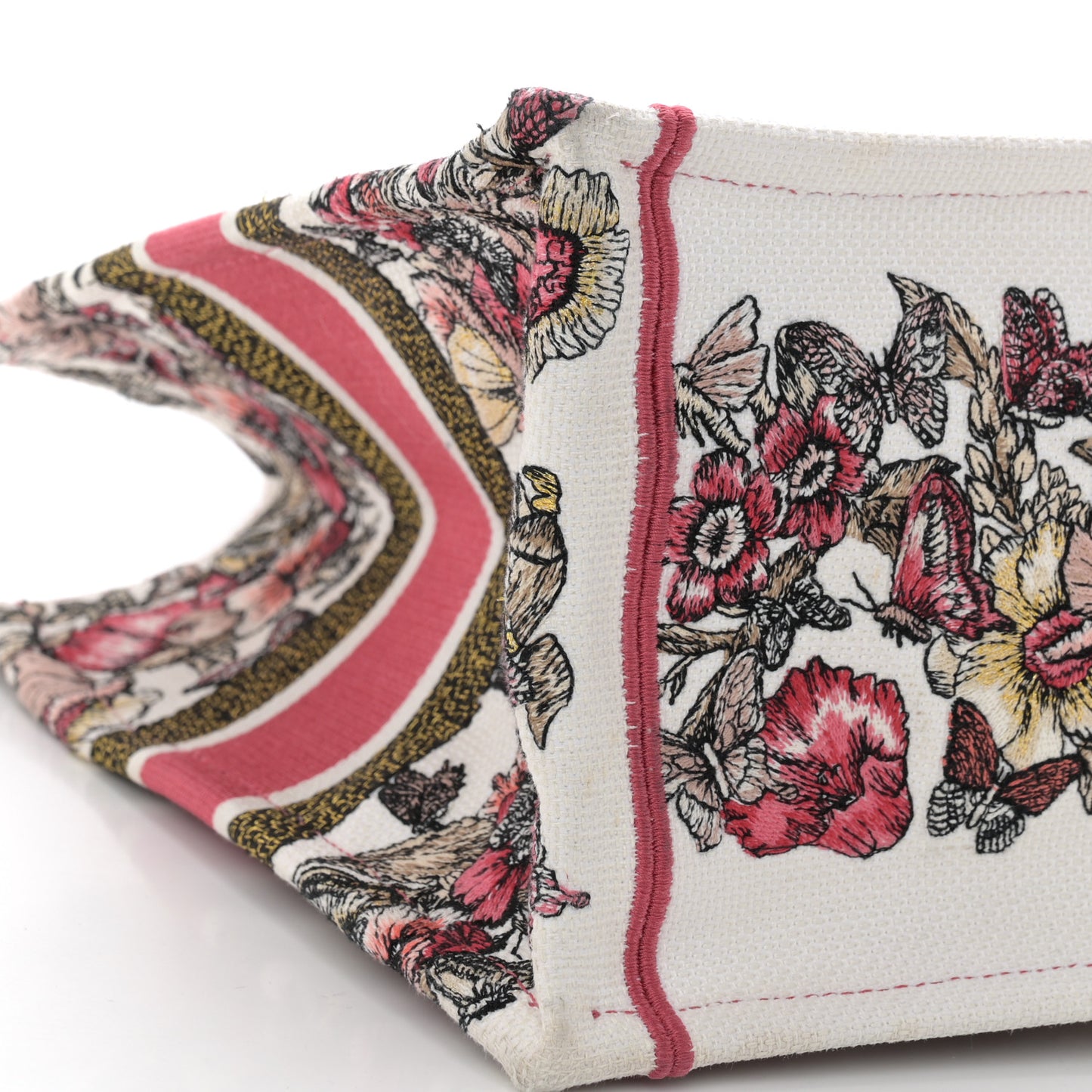 Canvas Embroidered Medium Butterfly Print Book Tote Multicolor