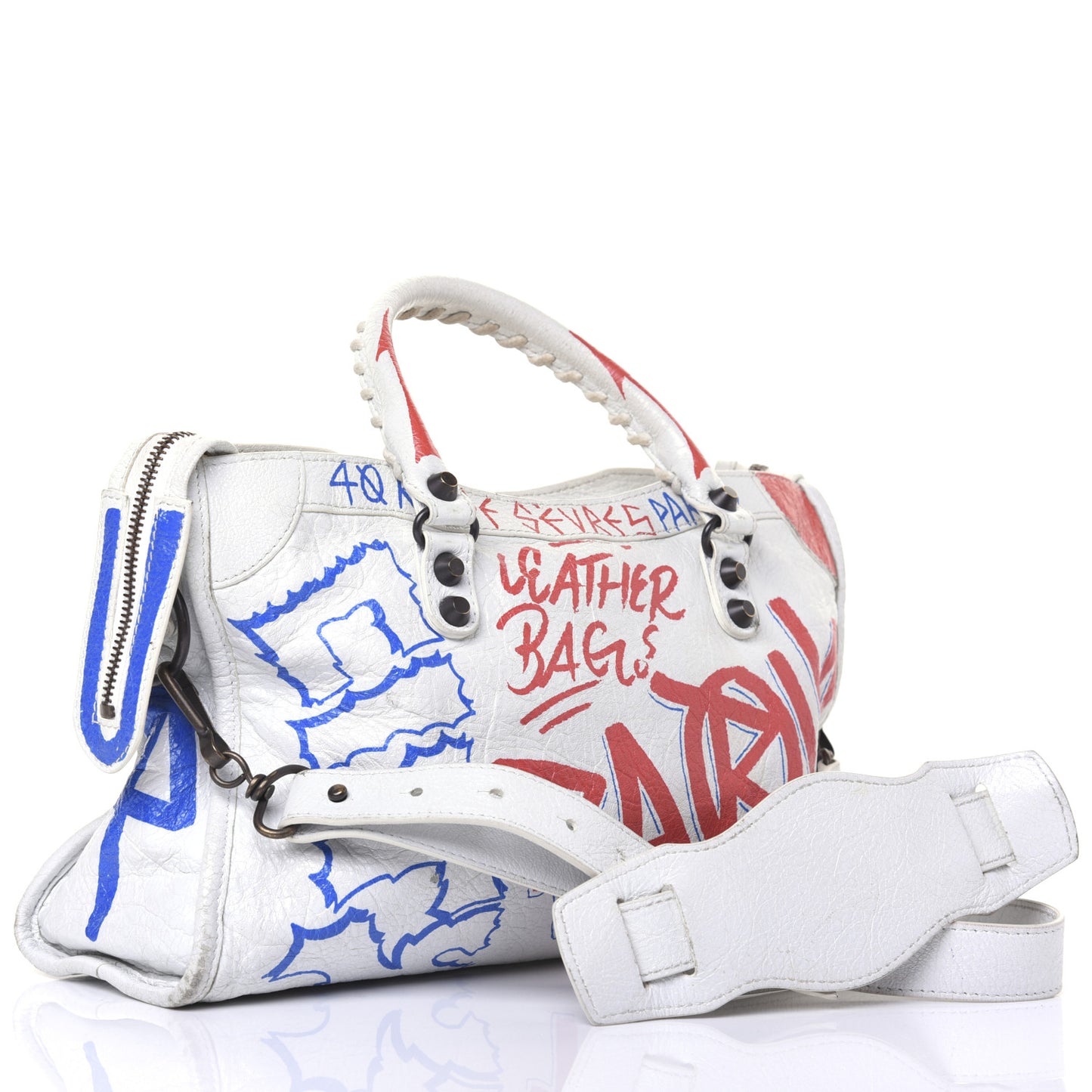 Agneau Graffiti All Over Classic Hardware S City White Bleu Rouge