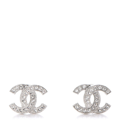 Chanel Crystal CC Earrings Silver 1 of 5