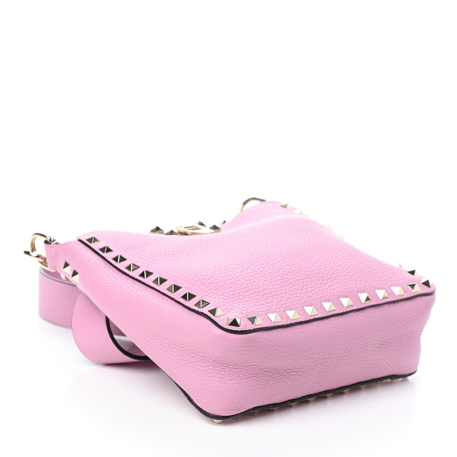 Valentino Garavani Pebbled Calfskin Mini Rockstud Flip-Lock Messenger Bag Pink 4 of 9