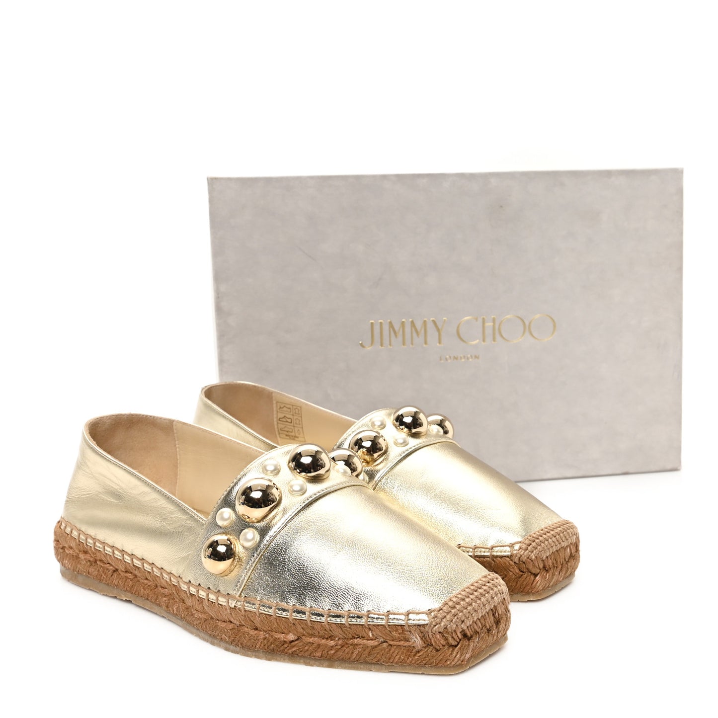Metallic Lambskin Pearl Dru Espadrille Flats 37 Gold