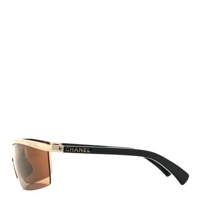 Chanel Acetate Shield Sunglasses 71474 Brown Gold 3 of 7