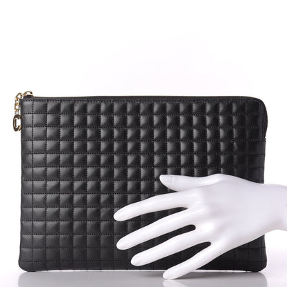 Celine Calfskin Quilted C Charm Pouch Black 2 of 9