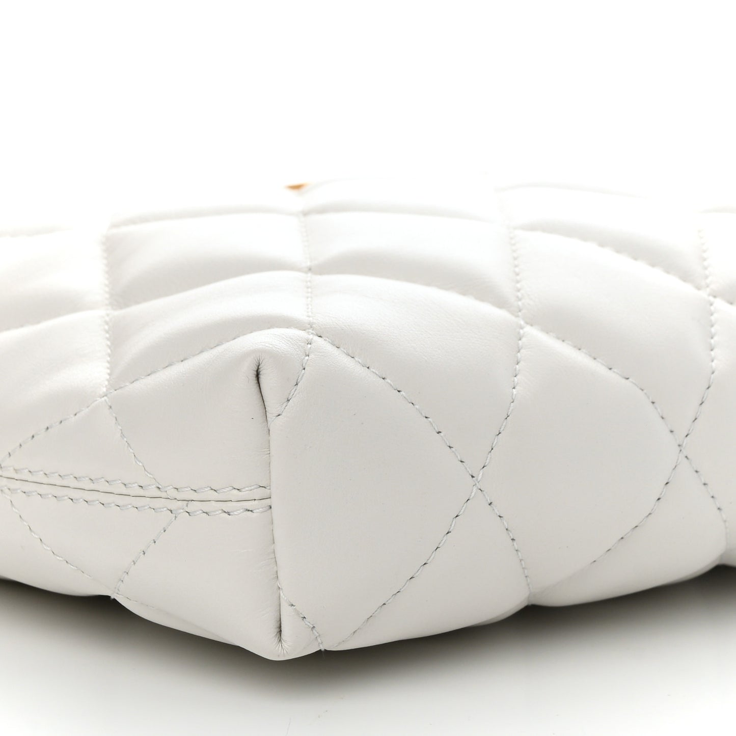 Nappa Calfskin Quilted Touch B Camera Shoulder Bag White