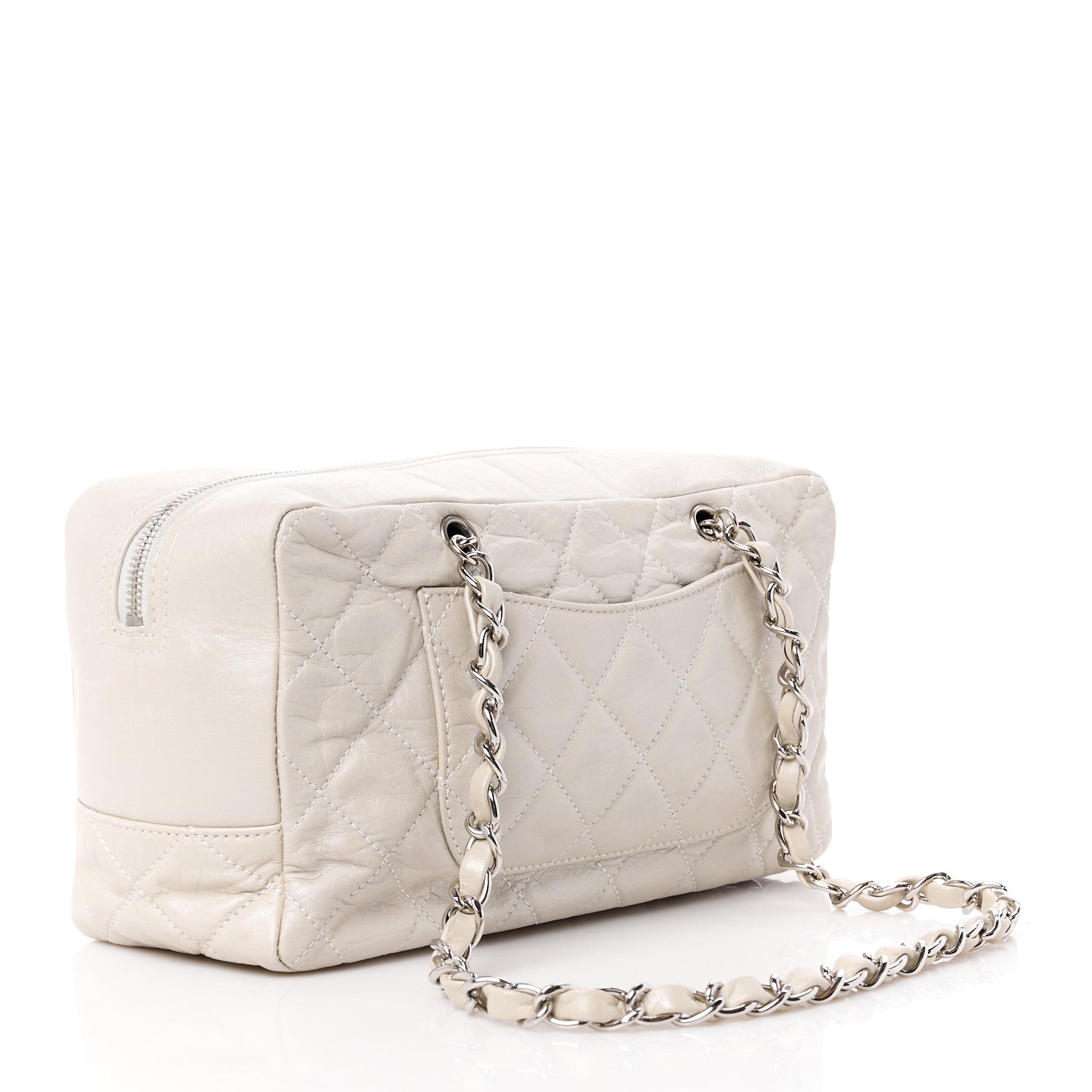Chanel Aged Calfskin Quilted Cotton Club Bowler Pearl 3 of 10