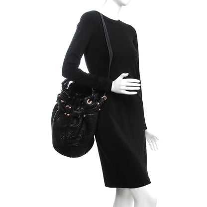 Alexander Wang Pebbled Lambskin Diego Bucket Drawstring Bag Black Rose Gold Hardware 2 of 9