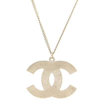 Chanel Metal Quilted CC Pendant Necklace Gold White 5 of 7