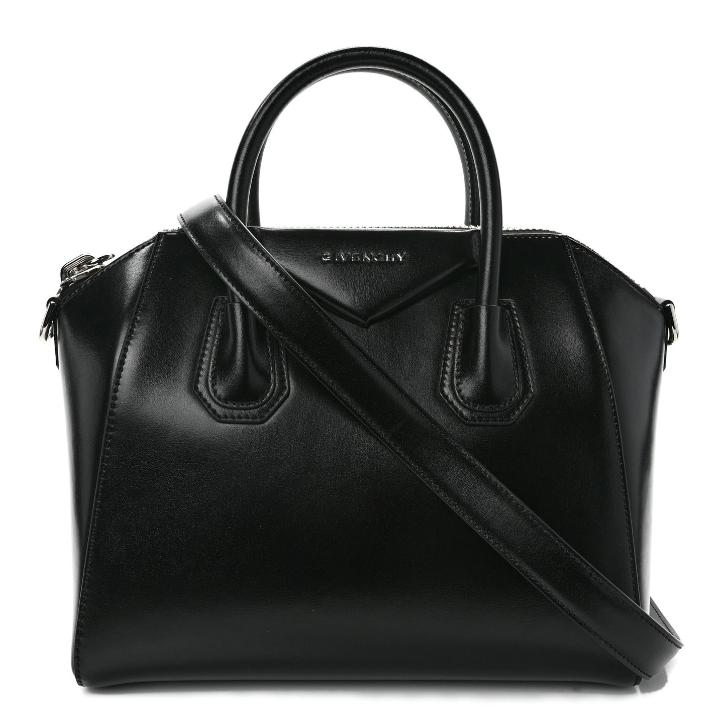 Shiny Lord Calfskin Small Antigona Black