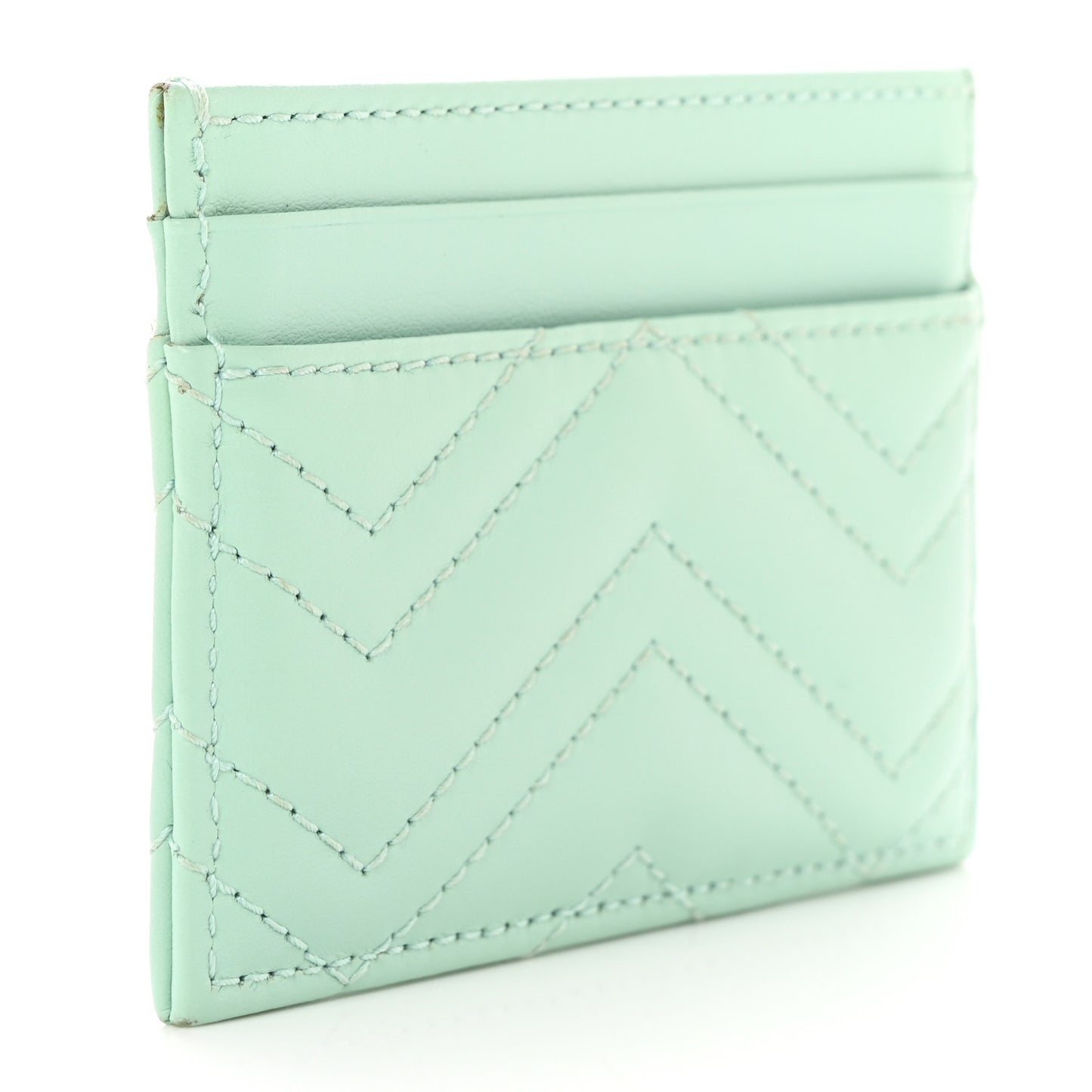 Calfskin Matelasse GG Marmont Card Holder Water Green