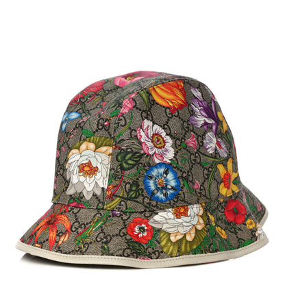 Gucci GG Supreme Monogram Flora Bucket Hat 57 White 1 of 6