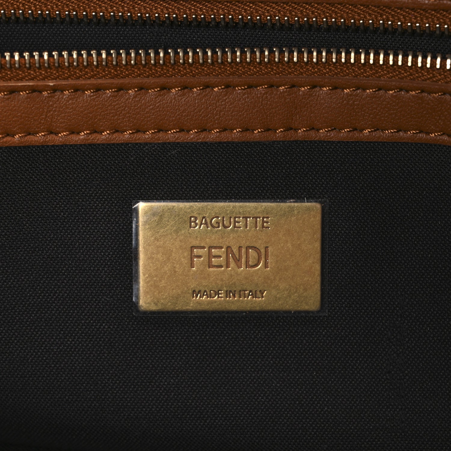 Fendi Nappa FF 1974 Embossed Baguette Brandy 6 of 11