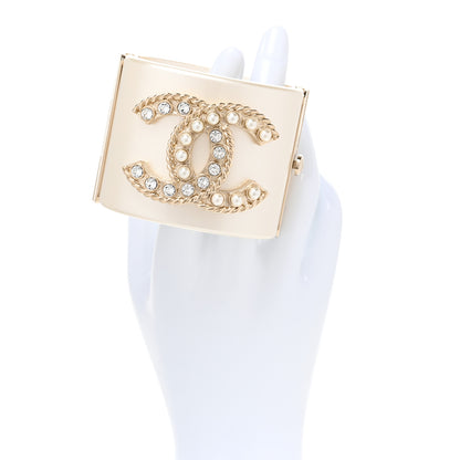 Chanel Resin Crystal Pearl April In Paris CC Cuff Beige 2 of 6