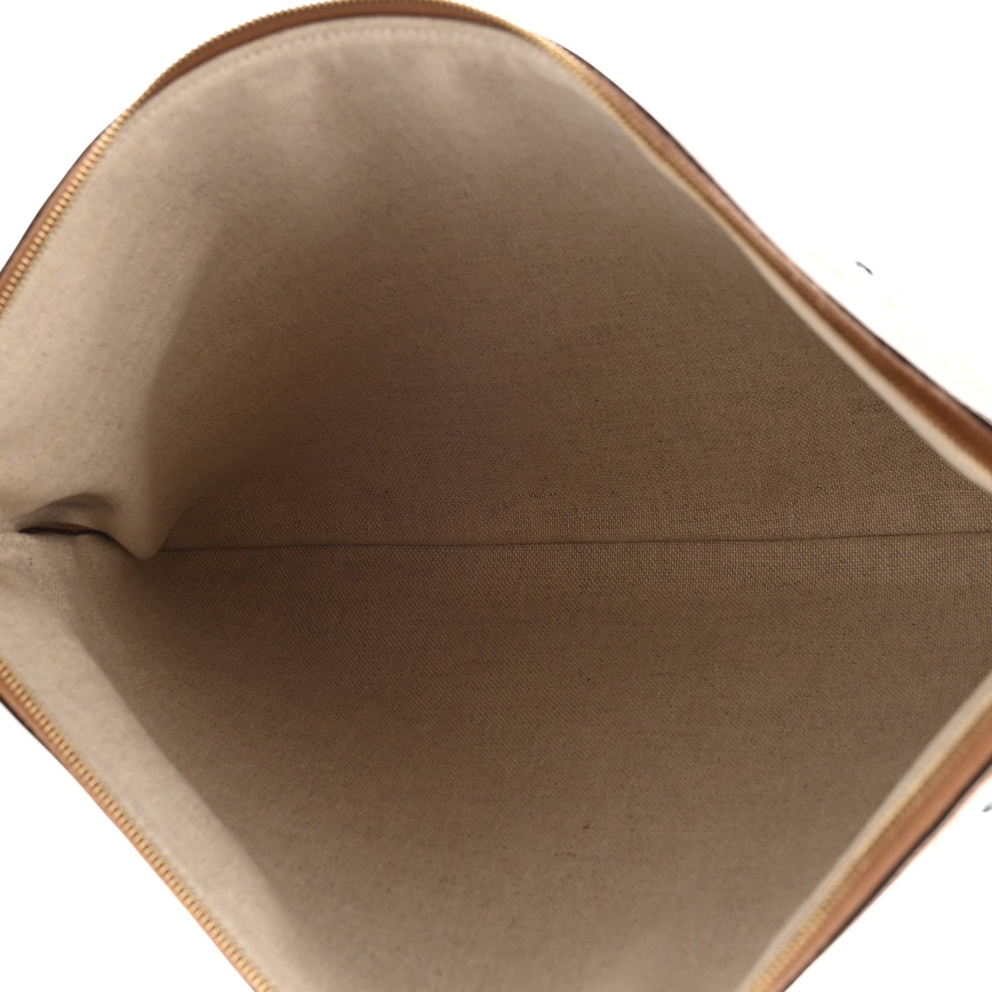 Plein Soleil Textile Calfskin Striped Large Pouch Blue Tan