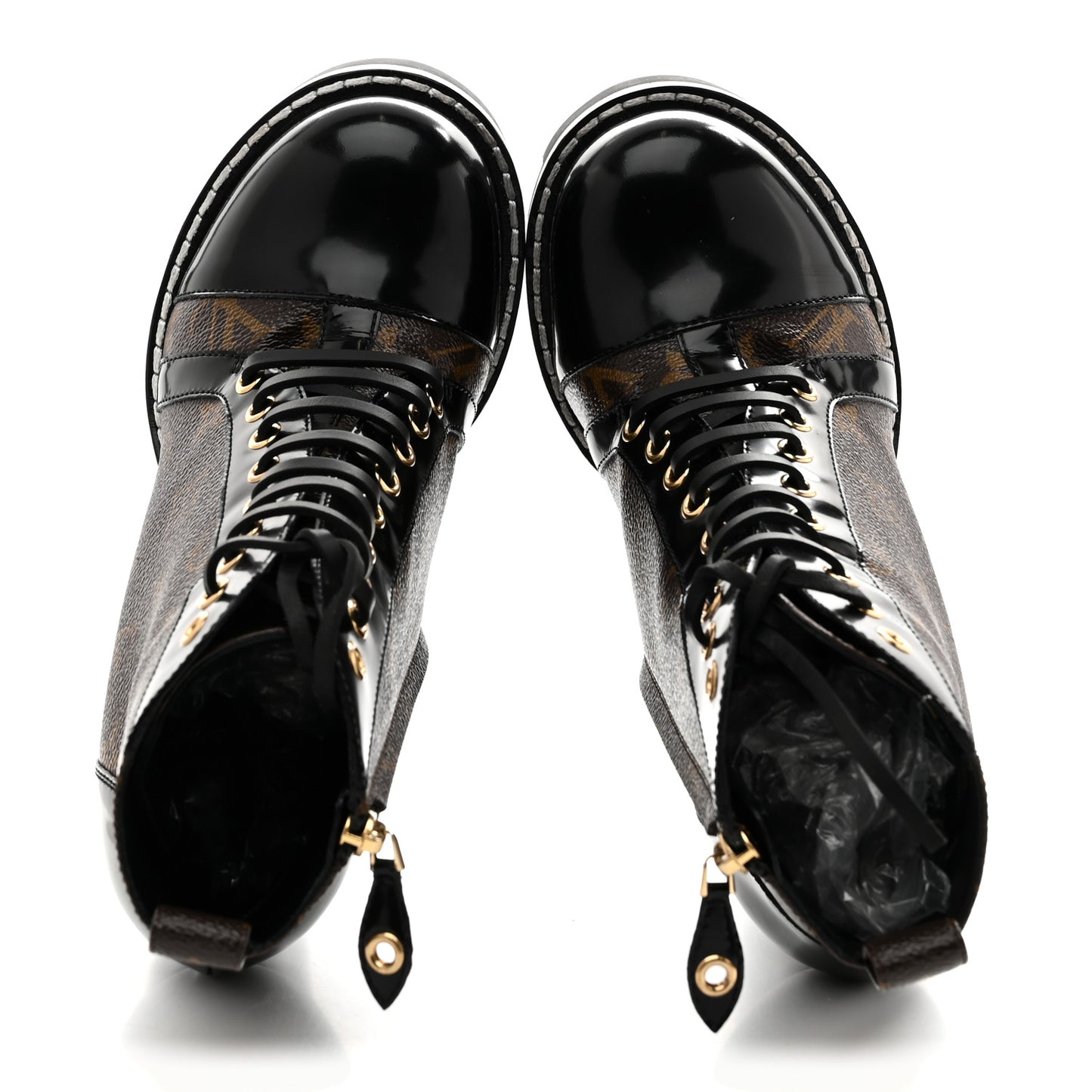 Patent Calfskin Monogram Star Trail Ankle Boots 37.5 Black