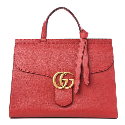 Gucci Calfskin Medium GG Marmont Top Handle Bag Vulcanic Red 1 of 9