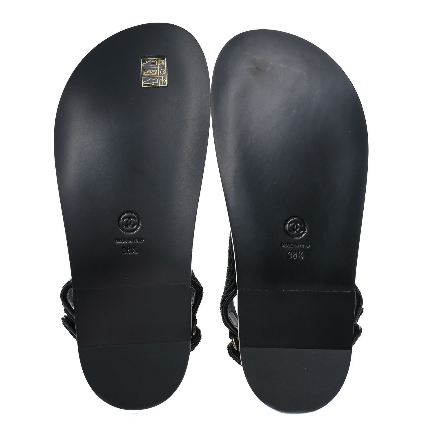 Chanel Knit Fabric Velcro Dad Sandals 38.5 Black Dark Blue Light Blue 5 of 9