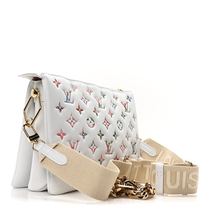 Louis Vuitton Lambskin Embossed Monogram LV Garden Coussin PM Cream 3 of 9