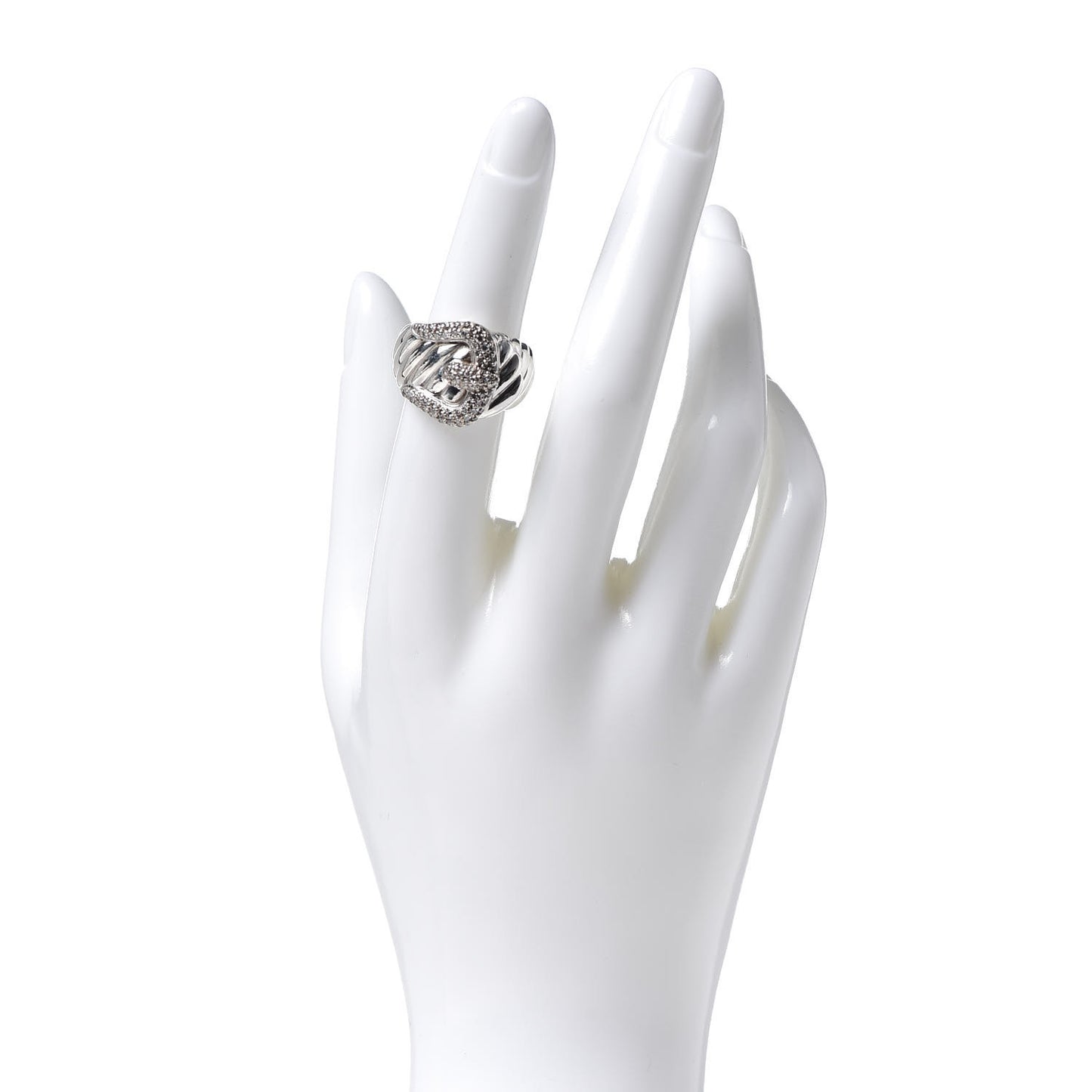 Sterling Silver Diamond Buckle Cable Ring 51 5.75