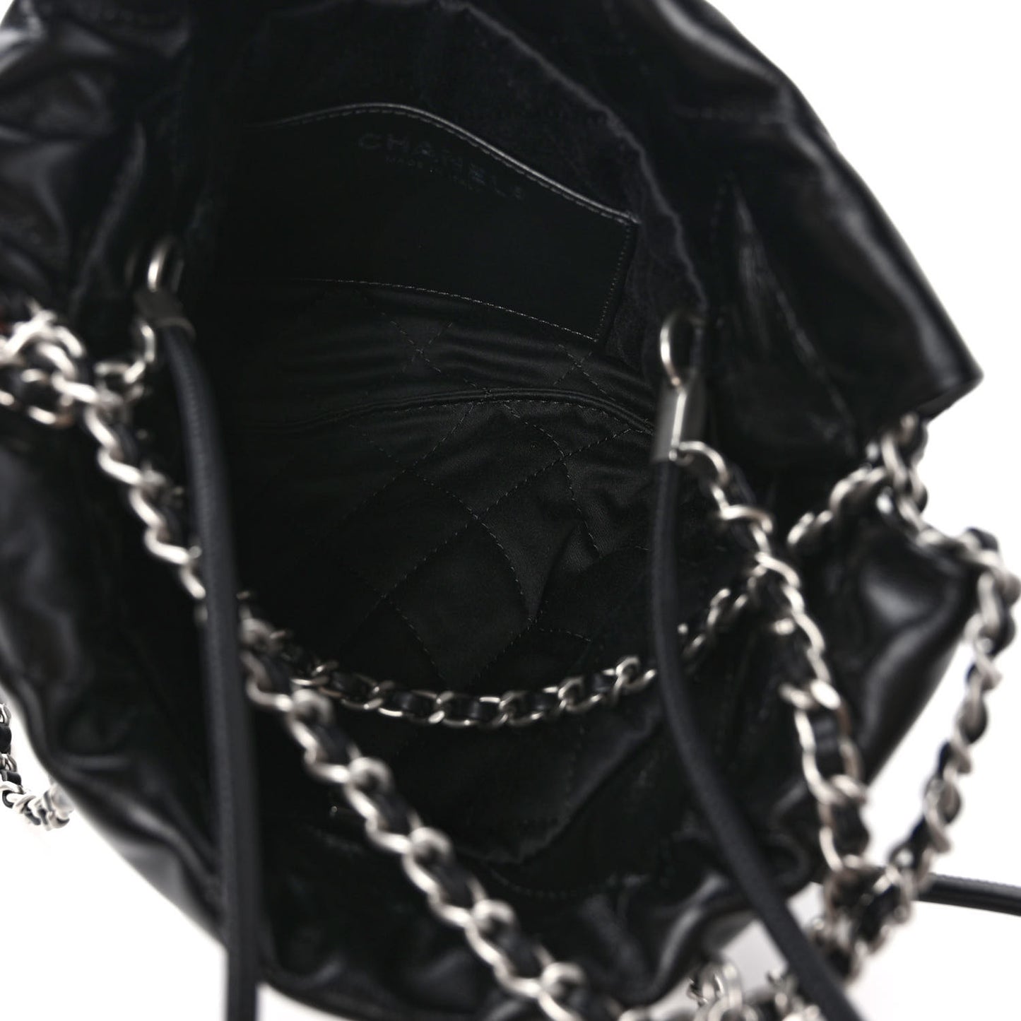 Shiny Calfskin Quilted Mini Chanel 22 Black