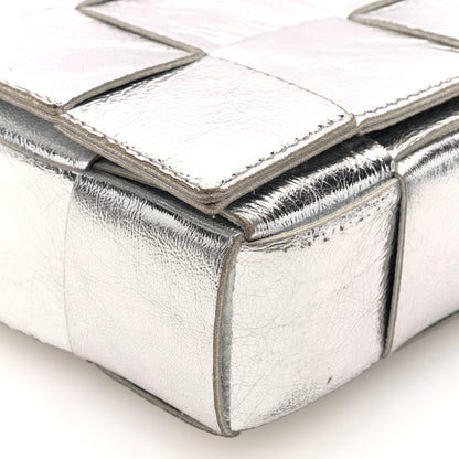 Bottega Veneta Metallic Lambskin Maxi Intrecciato Cassette Crossbody Bag Silver 8 of 9