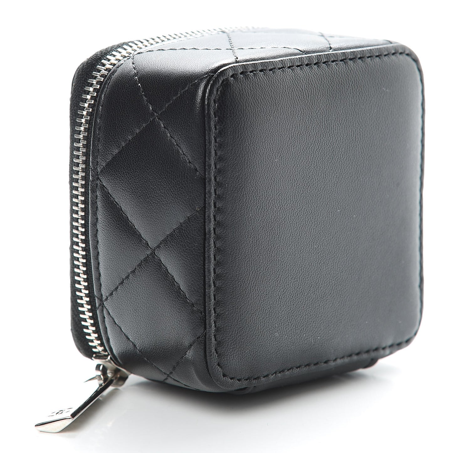 Lambskin Quilted Jewelry Travel Case Black