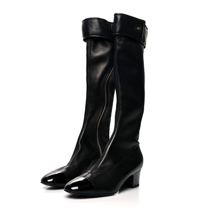 Chanel Lambskin Turnlock High Boots 38.5 Black 3 of 6