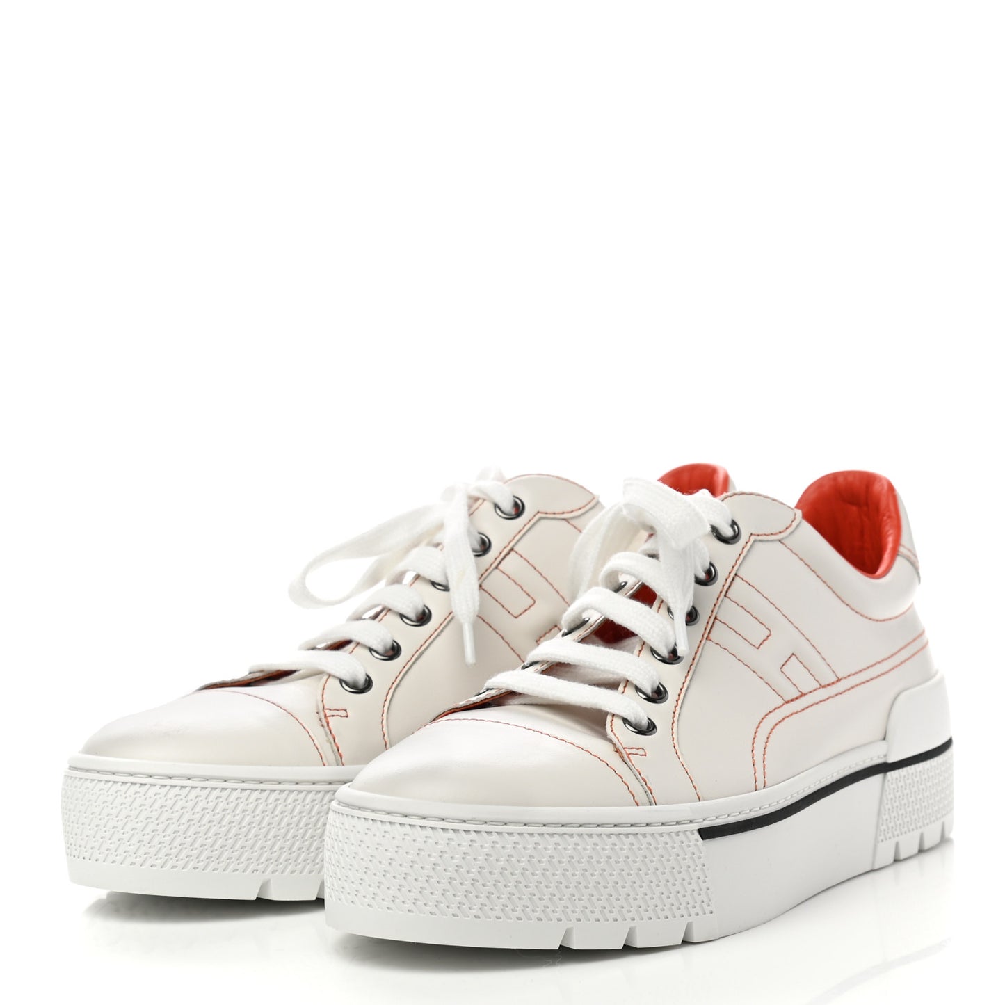 Calfskin Womens Voltage Sneakers 37 White Orange