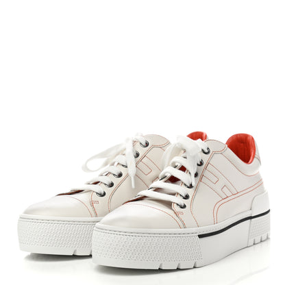 Hermes Calfskin Womens Voltage Sneakers 37 White Orange 3 of 8