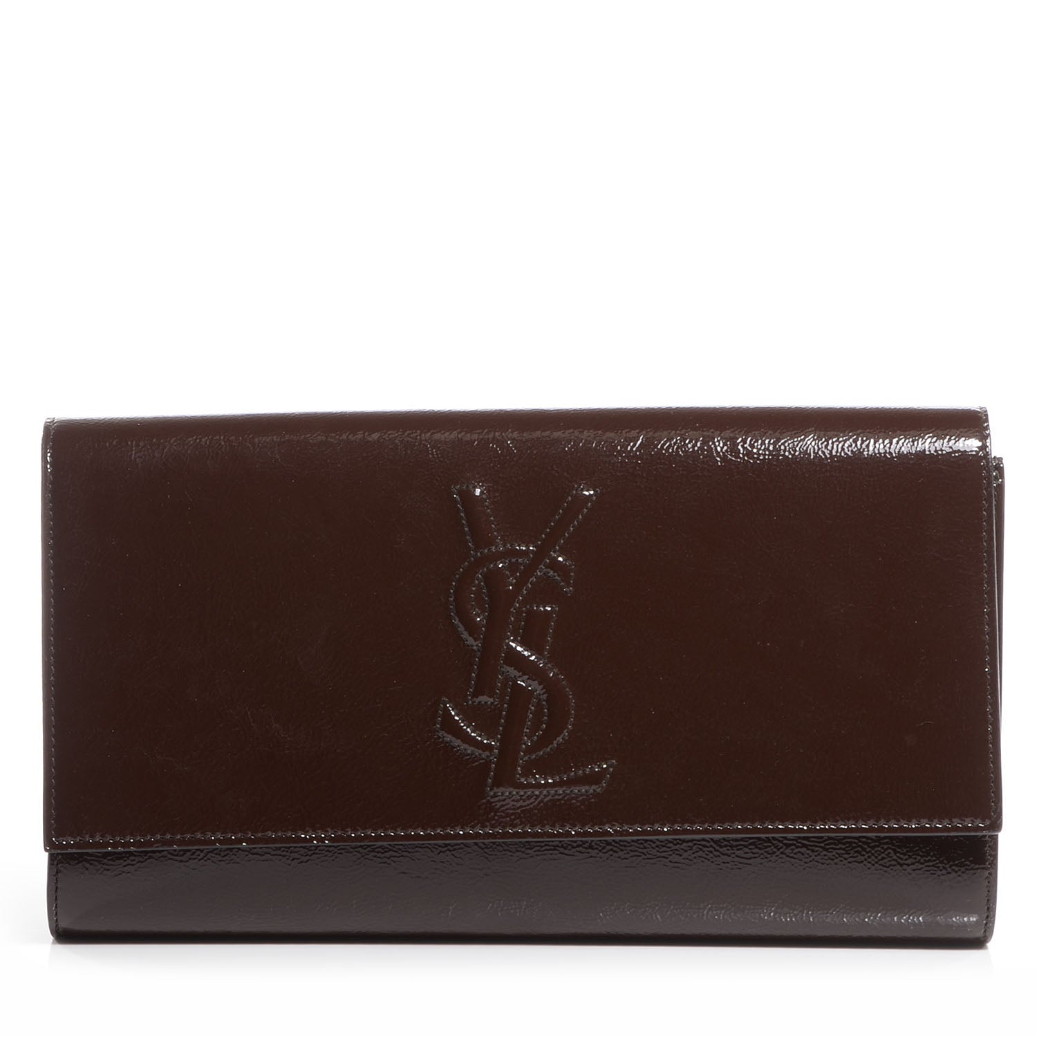 Saint Laurent Patent Belle De Jour Clutch Brown 1 of 6