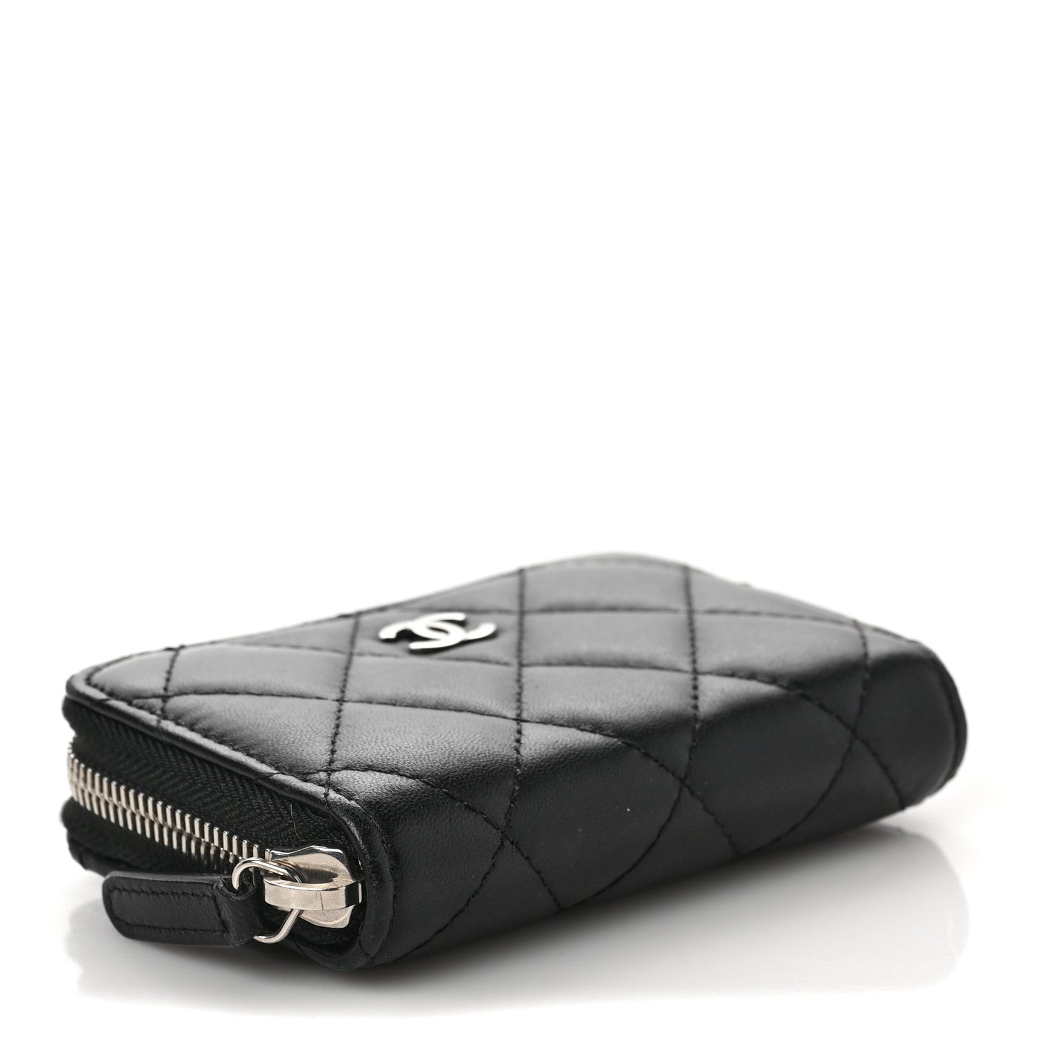 Chanel Lambskin Quilted Zip Coin Purse Black 4 of 8