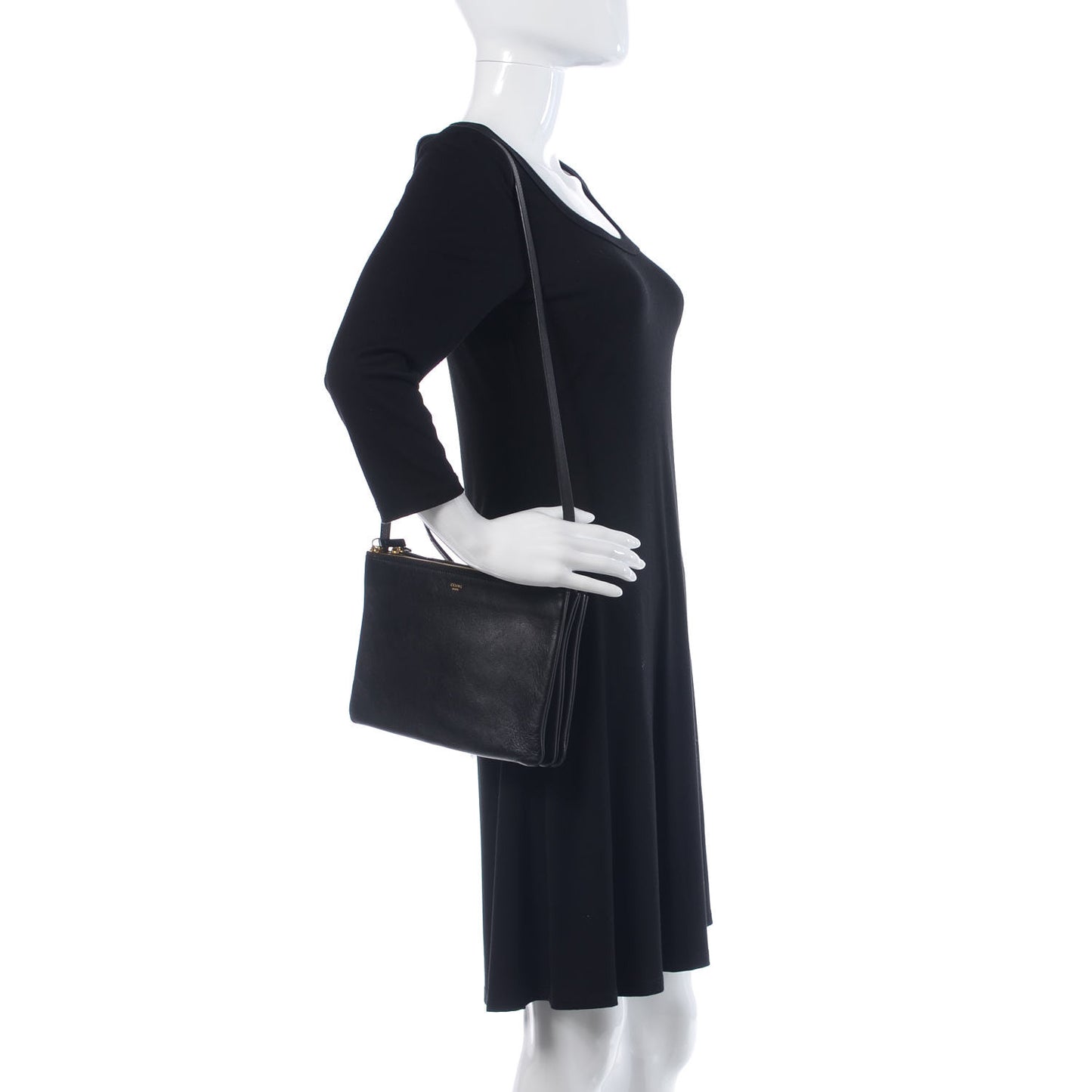 Lambskin Large Trio Crossbody Bag Black