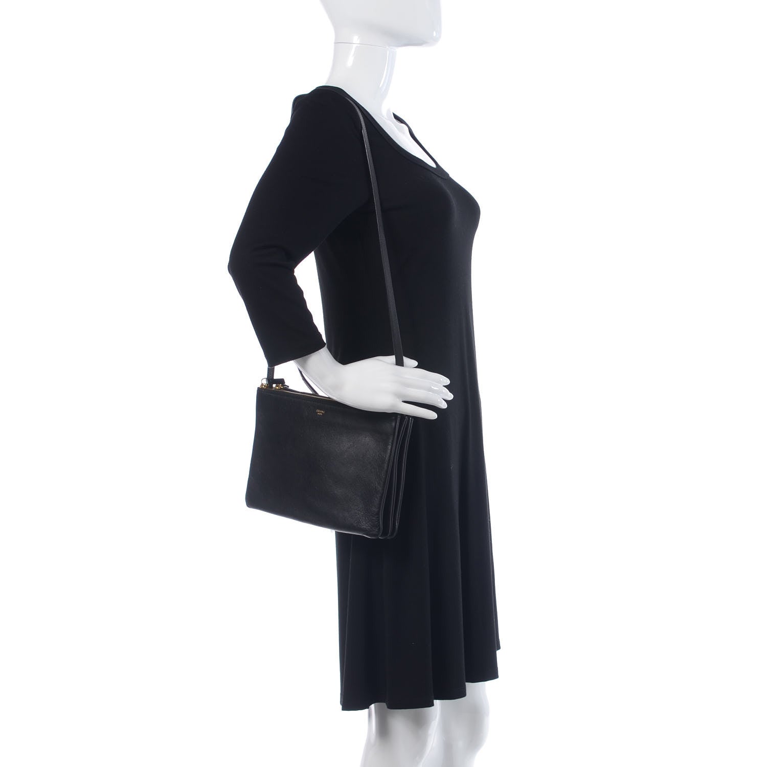 Celine Lambskin Large Trio Crossbody Bag Black 2 of 13