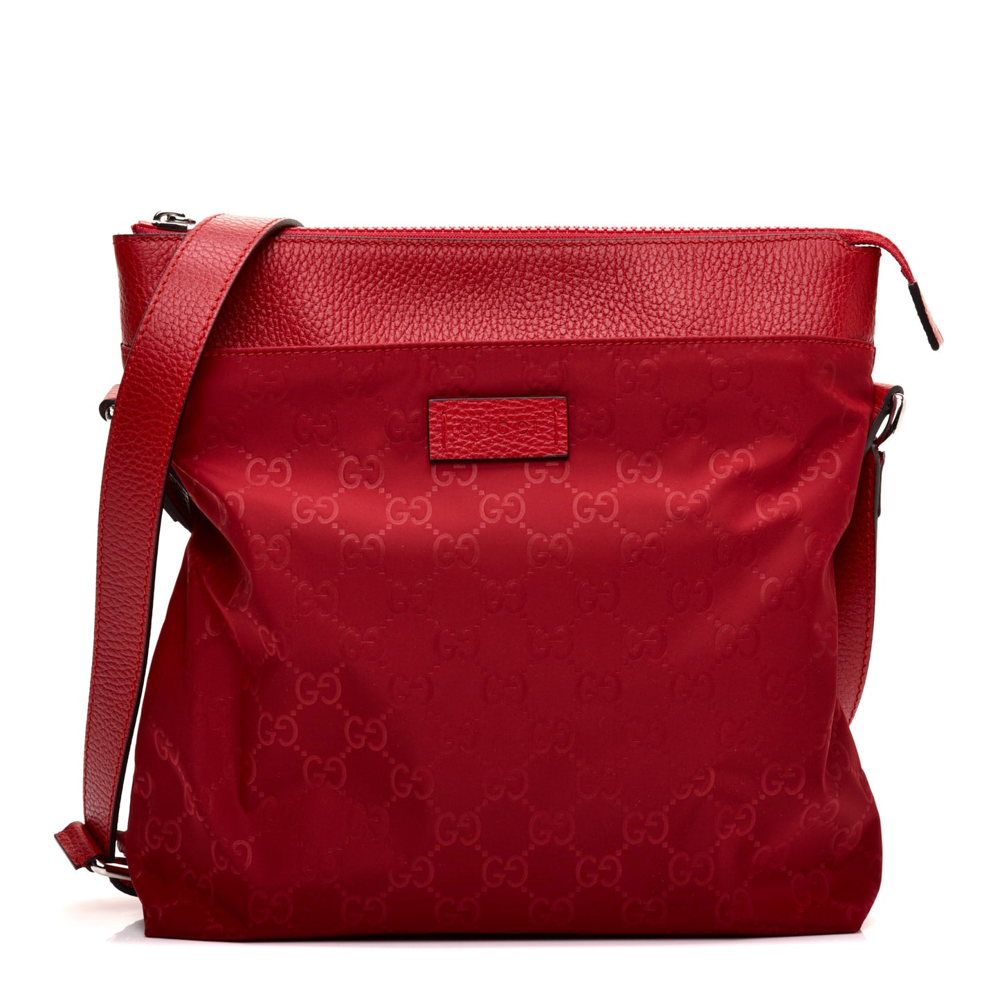 Nylon Monogram Dollar Calfskin Flat Messenger Bag Vibrant Red